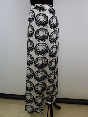 Zara black white abstract wide leg pants minimalist artsy chic size L